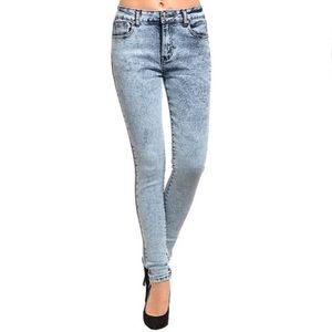H&M Divided High Waist Acid Wash Skinny Jeans